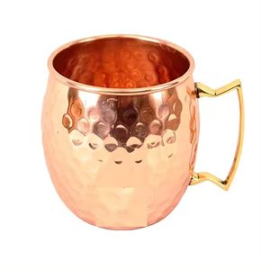 Mug en cuivre pur à 100 % avec poignée en laiton, mug Moscow Mule, décoration de table, mugs martelés pour les boissons - Product Image 1