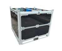 Système de conteneurs de stockage pliables et empilables en cage métallique durable en acier industriel OEM, galvanisé à chaud