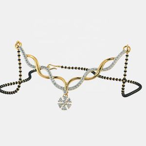 Collier en diamant moissanite plaqué or en argent sterling 925 Moissanite MangalSut Collier de luxe pour femme & MangalSut - Product Image 3