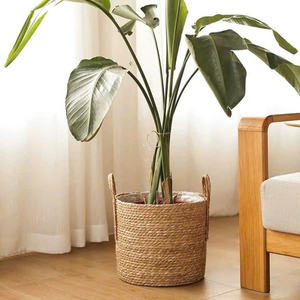 Cesta de Mimbre Tejida a Mano con Asa, Maceta para Interiores, Cubierta para Macetas, Decoración del Hogar, Cesta de Almacenamiento - Product Image 1