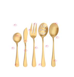 Juego de 5 piezas de oro mate hecho a mano Fabricante Mayorista Portabilidad de fábrica Acero Cubiertos de lujo Acero inoxidable - Product Image 1