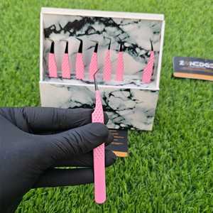 แหนบต่อขนตา45องศารูปตัวแอลสีชมพูสีดำสำหรับแหนบปรับแต่งโลโก้แบบมืออาชีพ - Product Image 3