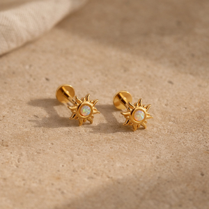 Pendientes de Oro Rosa con Ópalo, Circonita y Perla - Product Image 2