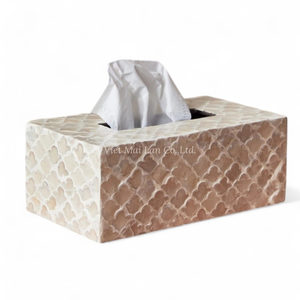 Classic Vietnam Mother of Pearl Tissue <b>Box</b> Wholesale Handmade Decorative Shell Inlay Home Accent - Product Image 1