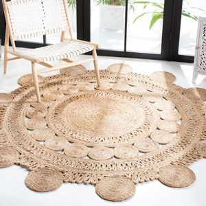 Tapis en jacinthe d'eau de style oriental écologique fabriqué à la main en jute durable pour le salon, la salle à manger ou le camping - Product Image 5