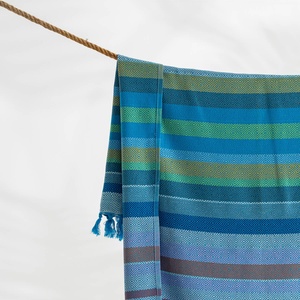 ผ้าขนหนูชายหาดตุรกี สีน้ำเงินลายทางหลากสี ขนาด 33x66 นิ้ว - Product Image 5