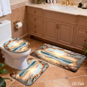 Custom Printed Bath <b>Mat</b> <b>Bathroom</b> Rug <b>Set</b> for <b>Bathroom</b> Non-Slip Shower Curtain Bath <b>Mat</b> - Product Image 1