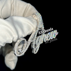 Custom VVS Moissanite Diamond <b>Name</b> Bustdown <b>Pendant</b> 925 Silver Iced Round Rapper Style <b>Necklace</b> Hip Hop Style Gift - Product Image 3