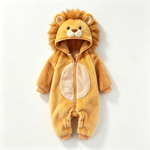 Mono de bebé con capucha de león de lana personalizado, disfraz de león para recién nacido, traje de nieve de león de peluche suave para bebé - Product Image 4