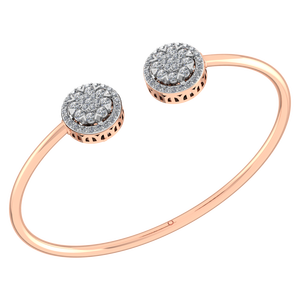 Bracelet ouvert de luxe en or massif 14 carats, diamant cultivé en laboratoire certifié IGI, charme de créateur, tenue quotidienne pour mariages, jaune/blanc/rose - Product Image 1