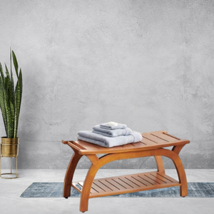 Tabouret de chaise de bain en bambou Offre Spéciale avec étagère de rangement banc organisateur de spa de bain durable d'Indonésie - Product Image 3