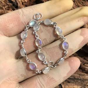 Handmade Rainbow Moonstone Bracelet 925 Sterling <b>Silver</b> Gemstone Jewelry For <b>Women</b> Natural Stone Gift - Product Image 4