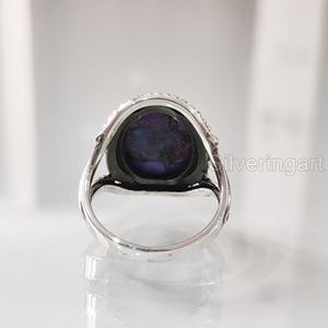 แหวนสตรีแหวนธรรมชาติสีม่วงทองแดงเทอร์ควอยซ์พลอย December หินโบฮีเมียนทำด้วยมือเครื่องประดับ925แหวนเงินสเตอร์ลิง - Product Image 5