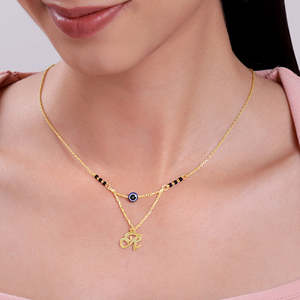 สร้อยคอแมนกาลสุตราสแตนเลสสตีลชุบทอง 14K แบบสั่งทำพิเศษ จี้แฟชั่นทำมือ ศาสนาฮินดู - Product Image 2