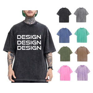 Camisetas Oversize Personalizadas de 300 Gsm, Camisetas Oversize de Algodón al por Mayor para Hombre, Lavado Ácido, 100% Algodón, Tallas Grandes, Estilo Vintage - Product Image 1