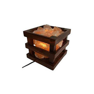 Auténtica pirámide tallada a mano lámpara de sal del Himalaya luz suave decoración del hogar con Base de madera tallada estilo amor cesta pieza artesanal - Product Image 3