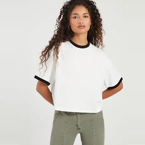 Camisetas de mujer informales transpirables personalizadas holgadas de talla grande ajustadas regulares de Venta caliente lisas a la moda nuevo OEM - Product Image 3