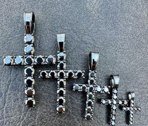 925 <b>sterling</b> <b>Silver</b> Black Moissanite Oxidized Rhodium tennis <b>Cross</b> Women <b>Pendant</b> Customized Jewelry Gift For Her - Product Image 1