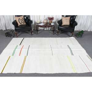 Modern White Wool <b>Rug</b> 6.1 X 9.1 ft Turkish Rectangle Patchwork Design for Living Room Decor 10mm <b>Thickness</b> Latex Room <b>Rug</b> - Product Image 2
