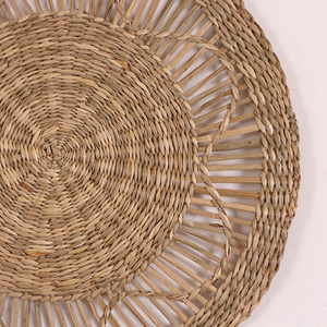 Vente en gros de décoration murale en osier tissé à la main rond de couleur naturelle décoration murale pour salon bohème - Product Image 2
