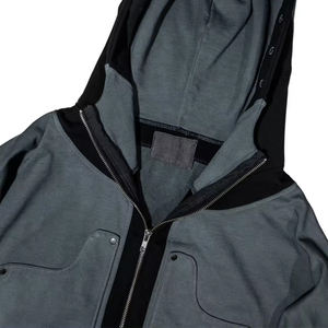 Sudadera con capucha Techwear 100% algodón 420 GSM French Terry Zip Hoodie High Street para hombre Color Dye Washed Cargo sudaderas con capucha y sudaderas para hombre - Product Image 4