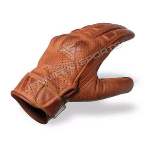 ถุงมือมอเตอร์ไซด์ที่ป้องกันนิ้วแบบเต็มนิ้วพร้อมจอสัมผัสทำจากหนังแพะแบบมีรู/หนังเรียบ - Product Image 2