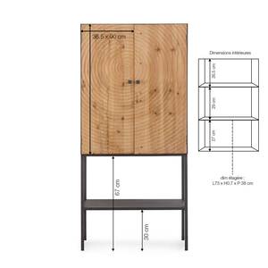 Armoire à bûches en pin et métal - Product Image 5