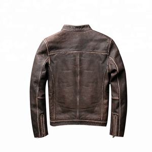 Veste en cuir décontractée pour homme de haute qualité, double fermeture éclair, col montant, épaisse, teinte, pour automne-hiver, service OEM disponible - Product Image 3