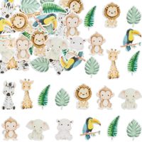 54 pièces comestibles Jungle Safari Animal thème Cupcake Toppers Dessert Muffin gâteau pics décor pour bébé douche fête d'anniversaire fournitures