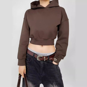 Sweat à capuche personnalisé pour femmes, automne, course à pied, veste à capuche courte décontractée, imprimé éponge, yoga avec logo avant, veste de course pour filles - Product Image 2