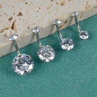 Körper Nabel Piercing Schmuck Großhandel Langhantel-Stift doppelfester Ende klar Cz rund Bauch Piercing Bauchtommel-Ring