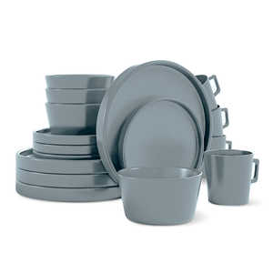 Vajilla de Cocina de Gres de Lujo Casa Litus para 4 Personas, Juego de Vajilla de Porcelana de 16 Piezas, Material de PC Gris - Product Image 1