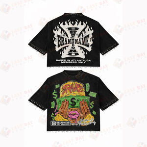 Camiseta Corta Personalizada con Lavado Ácido para Hombre, Corte Holgado, Algodón Grueso, Estampado Gráfico DTG, Estilo Urbano - Product Image 5