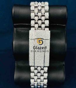 Reloj de Pulsera de Lujo para Hombre, Completamente Cubierto de Diamantes VVS, con Barra Blanca y Esfera Azul Cielo, Estilo Hip Hop - Product Image 5