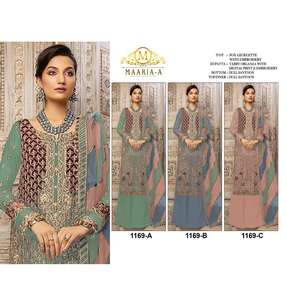 Elegante Top de Georgette Pesado con Dupatta de Organza y Adorno Latkan, Nuevo Lanzamiento, Shalwar Kameez con Trabajo Jari Multihilo, Estilo Indio-Pakistaní - Product Image 5