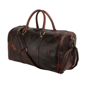 Dark Brown Luxury New Fashion Indian Sports <b>Duffel</b> <b>Bag</b> Custom Large Capacity 100% Genuine Leather Durable Waterproof Duffle <b>Bags</b> - Product Image 4