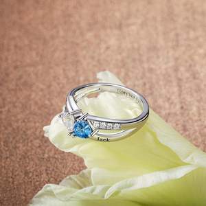 Anillo de Dos Corazones con Piedras de Nacimiento Personalizado, Chapado en Rodio, para Boda, Jeulia - Product Image 6