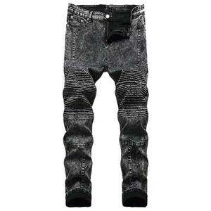 กางเกงยีนส์ขายาวเข้ารูปสำหรับผู้ชายกางเกงลำลองผ้ายีนส์ทรงตรงสไตล์วินเทจ - Product Image 1