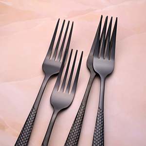<b>Black</b> Flame Eco-Friendly and Sustainable Stainless Steel <b>Dinner</b> Forks <b>Set</b> of 4 for Back to School - Product Image 1