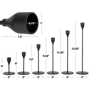 Portavelas cónico de Metal de excelente diseño acabado en negro para velas decorativas de Mesa para el hogar y la boda - Product Image 6