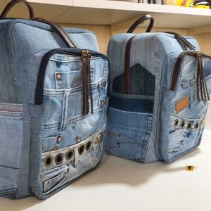Sac à dos en jean pour femme Champ King, 100% coton, haute qualité, mode éco-responsable, fait main, vintage, décontracté, tissu 300g - Product Image 1