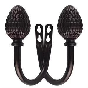 Silver <b>Metal</b> Industrial Design Curtain Hold <b>Backs</b> Wall Mounted Drapery Tiebacks with Screws for Bedroom & Living Room - Product Image 5