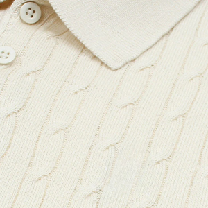 Polo en maille torsadée pour homme, en coton premium, maille texturée, manches courtes, coupe classique, vêtement décontracté et élégant - Product Image 6