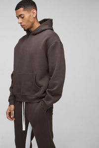 Survêtement 2025 100% coton Pantalon empilé et sweat à capuche surdimensionné Logo personnalisé Survêtement pour hommes - Product Image 6