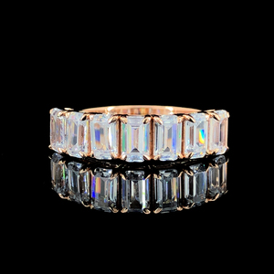 18K oro 3.35ct corte esmeralda laboratorio cultivado personalizado diamante eternidad banda anillo para boda o compromiso para mujeres o hombres joyería - Product Image 1