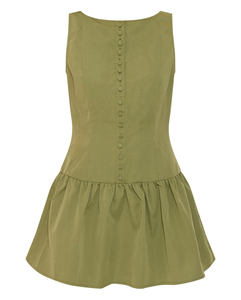 Última llegada de calidad superior de cuello redondo sin mangas de manga caqui botón abajo Scoop Back Shift vestido al mejor precio - Product Image 1