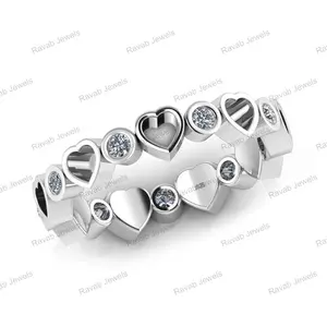 经典创意设计半安装树脂母乳灰空白嵌框心形订婚半925纯银爱心戒指