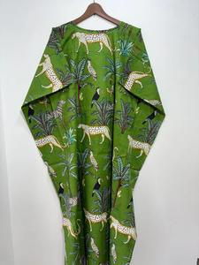 Robe caftan indienne en coton à fleurs jaunes pour les mamans, style modeste, couverture de plage, vêtements de nuit, bikini, imprimé floral d'été, caftan - Product Image 6