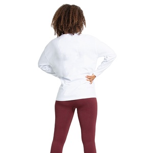 Camiseta de mujer más vendida, blanca, cómoda, de gran tamaño, de manga larga, 100% de algodón, suave, transpirable, relajada, para gimnasio, Yoga, entrenamiento - Product Image 6