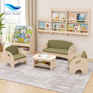 Set di Divano e Sedia in Legno Montessori per Bambini con Tavolino da Caffè per Asili Nido, Scuole Materne e Aule di Scuola dell'Infanzia - Product Image 1